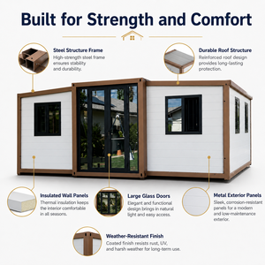 Casa Contenedor Modular Blanca con Estructura de Acero, Expandible, Prefabricada, Mini Casa, ADU, Oficina en el Patio Trasero, Hotel, Villa, Diseño Moderno, Local en EE. UU. - Product Image 1