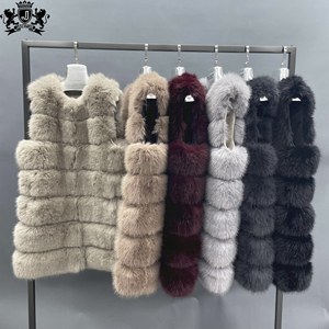 <span class=keywords><strong>Gilet</strong></span> in Finta <span class=keywords><strong>Pelliccia</strong></span> di Volpe Janefur, Lungo e Spesso, <span class=keywords><strong>Nero</strong></span> a Righe, Casual Invernale di Alta Qualità per Donna - Product Image 6