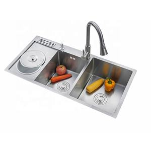 Double bol avec évier de cuisine, produit fait main, vente en gros, anti-projections - Product Image 6