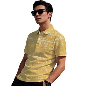 เสื้อโปโลสีน้ำเงินแบบปรับแต่งได้ แขนสั้น สวมใส่สบาย ระบายอากาศได้ดี ผลิตจากผ้าฝ้ายถัก พิมพ์ลาย AOP ด้านหน้าและแขนเสื้อ สำหรับผู้ชาย ผลิตในบังกลาเทศ - Product Image 3