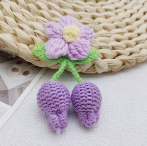 डेरा हस्तनिर्मित क्रोकेट आइटम चेरी डिजाइन लटकी गहने लकड़ी की सजावट ऊन धागे किट फूलों की बालियां - Product Image 6
