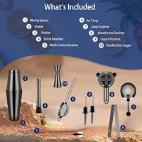 Outils de bar professionnels, kit de barman, accessoires de bar, doseur, shaker à cocktails, support en bois, acier inoxydable, logo personnalisé