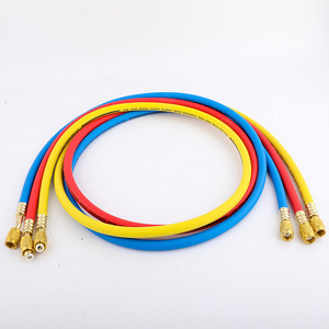 Pressure <b>Gauge</b> Kit R134a R22 R410a Dual <b>Gauge</b> Valve Assembly With Hoses And Tools For Car Air Conditioning Repair - Product Image 3