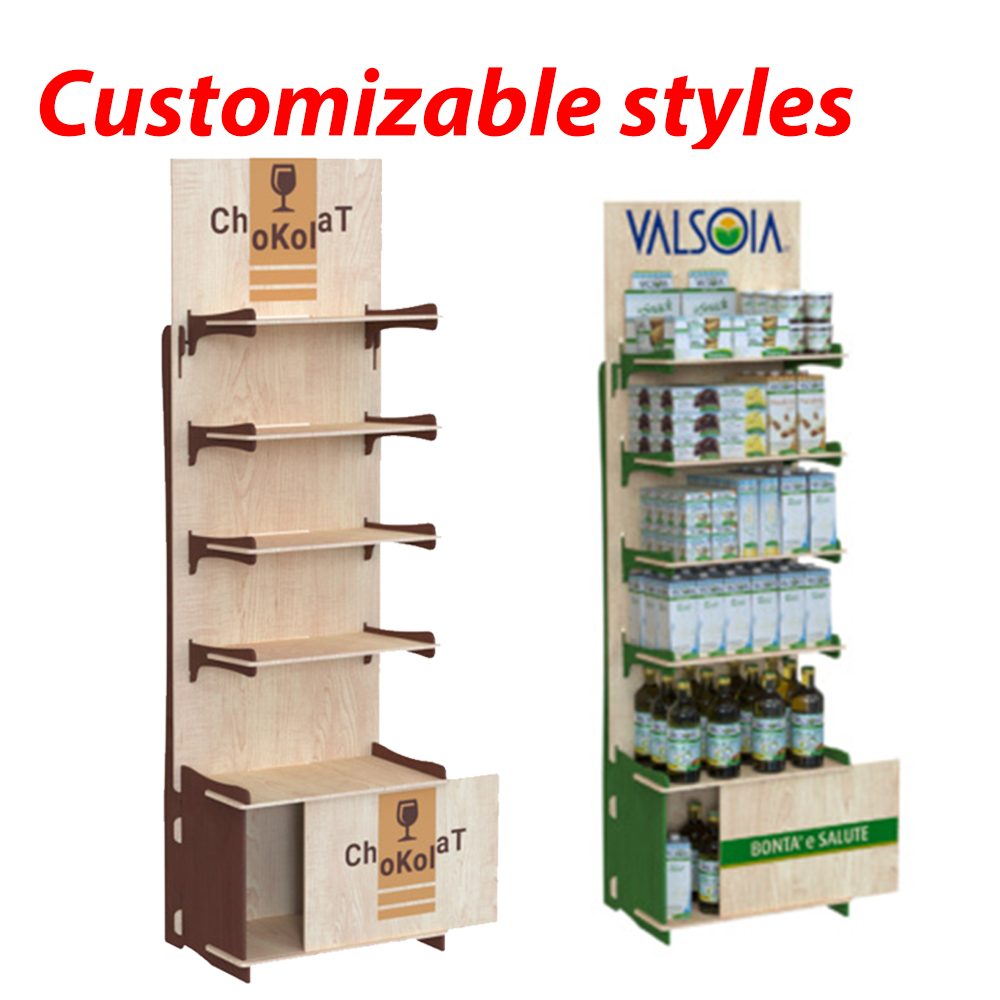 Hot Selling Customized Light Duty Wooden Laminated Plywood Display Racks Supermarket Shelves for Retail Store Display — view 2