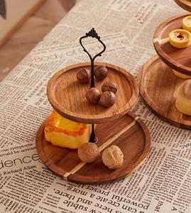 Espositore per Torte e Biscotti a 3 Livelli in Legno di Acacia, Vassoio a Tre Piani per Matrimoni, Compleanni e Dessert - Product Image 5