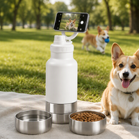 OEM 3 en 1, gamelles pour chien en acier inoxydable à double paroi avec couvercle magnétique, bouteille d'eau pour animaux de compagnie, pour les voyages en plein air