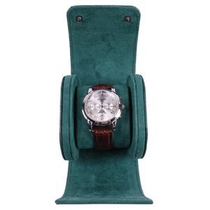 Bán buôn sang trọng màu đen nâu PU da handmade hộp đồng hồ với biểu tượng tùy chỉnh du lịch xem Túi cuộn - Product Image 4