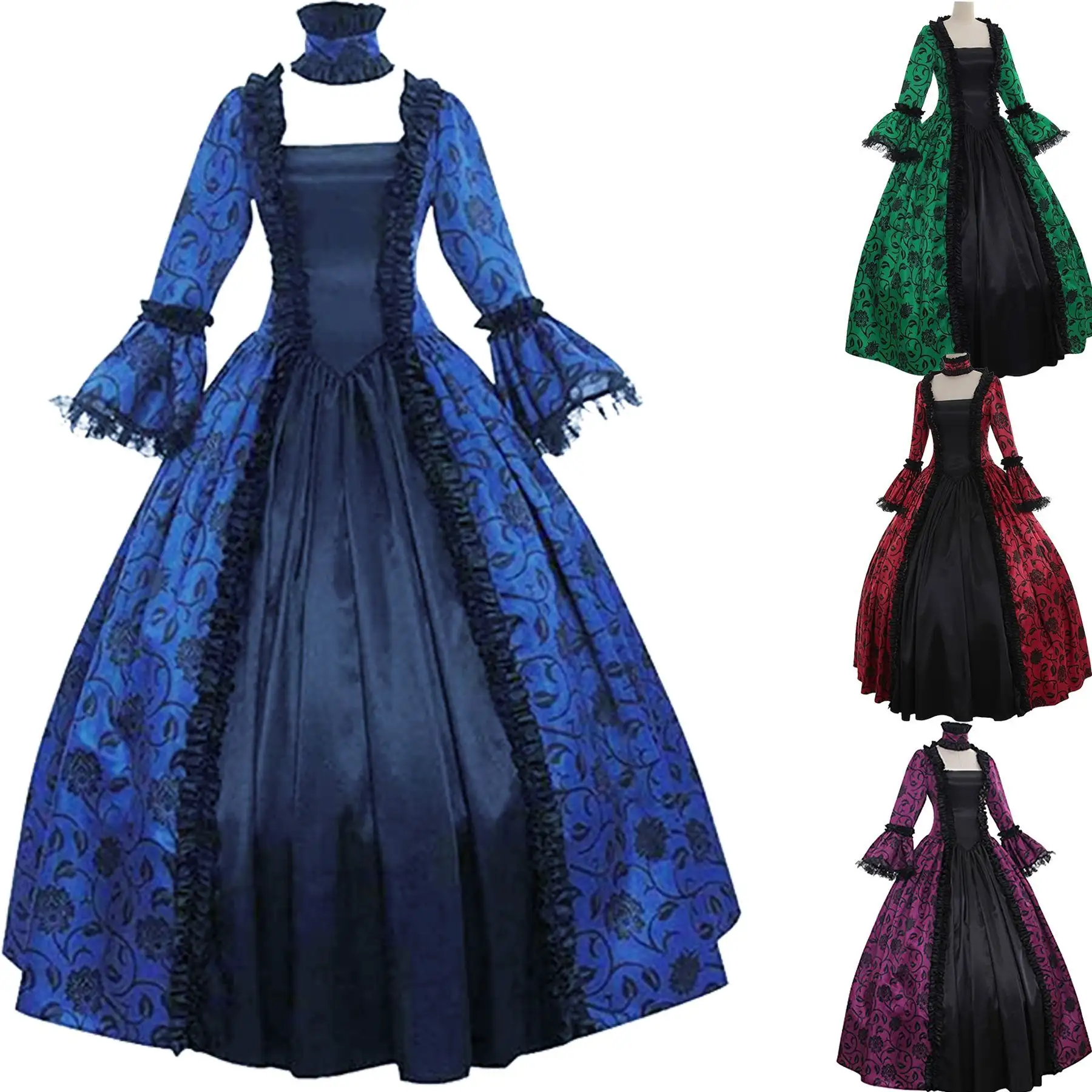 Dames Middeleeuwse Renaissance Koningin Kerstvakantie Jurk Baljurk Theatrale Cosplay Kleding