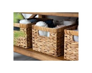 Estantería de almacenamiento de jacinto de agua, cestas de mimbre rectangulares con asas integradas, estantería de agua - Product Image 6