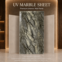 Plaque de marbre PVC UV MORLENX aspect pierre brun fumé, anti-rayures, résistante à l'humidité pour la rénovation d'hôtels et de bureaux