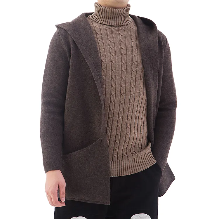 New Style Thick Mens Sweater Woolen Coat Fashion Casual Winter Hoodie Jacket Men's Knit Cardigan Coat