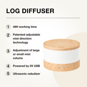 Difusor redondo de gran capacidad de grano de madera de 300 ML, difusor portátil para el hogar de habitación grande - Product Image 2