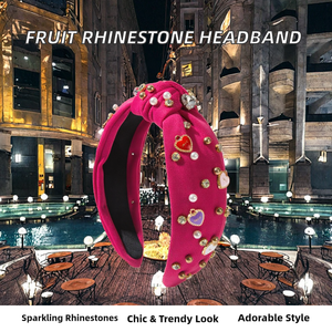 FEDANS Nueva Serie de Frutas, Diadema con Perlas y Diamantes de Imitación, Diseño Creativo con Cereza, Corazón y Fresa, Estilo Moderno y Lindo - Product Image 2
