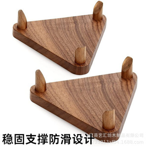 Football Display <b>Stand</b> Walnut Wood Color 12x12x4.7cm For Sports Ball Showcase - Product Image 3