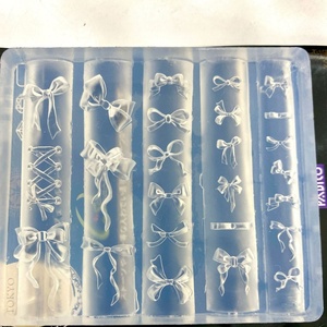 Moule à ongles en silicone 3D en forme de nœud, motif floral en relief, facile à démouler, décorations pour nail art, pour manucure au gel - Product Image 5