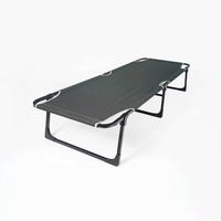 Lit de camping pliable ergonomique avec matelas rembourré, lit de repos inclinable réglable, robuste, noir, pour le camping ou la sieste au bureau