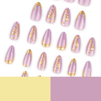 Offre Spéciale : Faux Ongles 3D de Luxe Effet Œil de Chat, Courts, Forme Amande, Couleur Violet