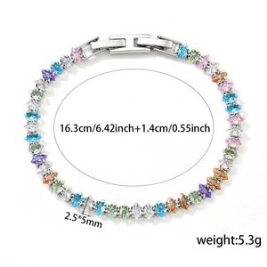 Nueva Tendencia 2026 Pulsera de Tenis con Piedra Marquise de Colores Mixtos y Zirconia 5A, Chapada en Oro/Plata, Joyería Apilable TOP ICY para Mujer para Fiestas - Product Image 5