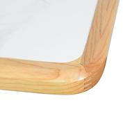Table basse luxueuse et simple Table d'affaires Base en métal Table à manger couleur grain de bois