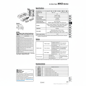 MXQ12-100C โต๊ะสไลด์ลมนิวเมติก SMC - Product Image 1