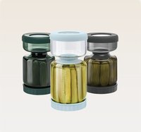 Pot à cornichons en verre de 46 oz avec séparation sec/humide pour olives, concombres et légumes marinés