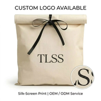 Pochette en coton sergé bio réutilisable avec logo personnalisé imprimé pour emballage de vêtements, foulards et oreillers, sac anti-poussière