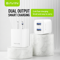 Bavin PC910 12w 2.4a chargeurs rapides universels de téléphone portable mural à double USB en gros