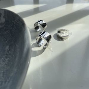 Dylam INS Hot Minimal Unisex <b>Plain</b> Adjustable Rhodium Plated Wide Engravable <b>Rings</b> Jewelry Women 925 Sterling Silver Open <b>Ring</b> - Product Image 4