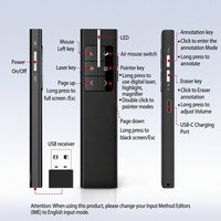 Présentateur sans fil professionnel Norwii avec pointeur laser physique, loupe, marqueur d'écran, contrôle du volume, rechargeable USB-C