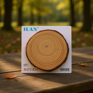 ILAN Round Wooden Base 4-5 Cm Natural <b>Wood</b> <b>Slice</b> For Crafts And Decorations 4Pc - Product Image 3