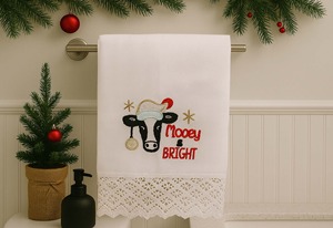 Toalla de mano de lino Mooey and Bright, toalla de mano navideña estilo rústico, decoración absorbente de lino y algodón para cocina y baño - Product Image 2