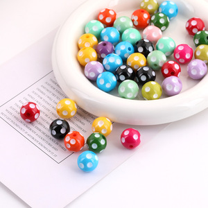 Cuentas acrílicas con puntos redondos de 16 mm para hacer joyas, accesorios para manualidades, color aleatorio - Product Image 1