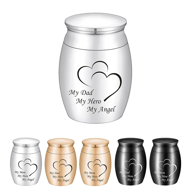 XiuYuan Wholesale Stainless Steel Dad Mom Keepsake Mini Cremation Urns for Ashes