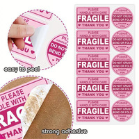 Conseils et précautions pour la manipulation des articles fragiles - Autocollants adhésifs imperméables (forme de papier couché, couleur imprimée, 10 autocollants/feuille)