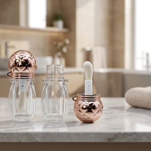 Diamond Pattern Rose Gold Cap <b>Lip</b> Gloss Tube Empty Bottle with Applicator Wand - Product Image 3