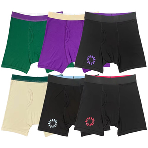 Calzoncillos bóxer para hombre CELINNE, paquete de 6, color liso, tiro medio, algodón transpirable, ropa interior masculina con logo estampado en la cintura - Product Image 1
