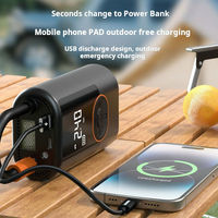 Gonfleur de pneus de voiture sans fil 150 PSI, mini, avec batterie externe, lumière d'urgence, charge USB, pompe à air portable rechargeable, numérique, en plastique