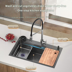 Évier de cuisine carré noir en nid d'abeille en acier inoxydable avec style de rinçage en <span class=keywords><strong>verre</strong></span> adapté au restaurant de l'hôtel - Product Image 3