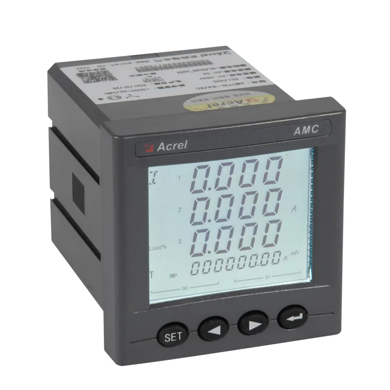 Acrel Intelligent power collection and monitoring device AMC72L-E4/KC three phase LCD display 2DI2DO panel size 75*75mm