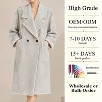 Manteau long élégant en mélange de laine pour femme, col à revers classique, double boutonnage, avec poches, personnalisable OEM/ODM, pour l'hiver
