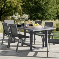 Meubles de jardin en aluminium pour fête au bord de la piscine, chaise de villa extérieure et table en aluminium 6 places