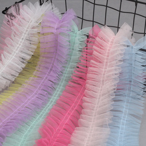 6cm lưới ren Ruffle Ribbon cho công chúa còng bé Váy Phụ kiện gạc xếp li TRIM cạnh Ruffle vải DIY may thủ công - Product Image 1