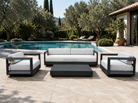Hangkai 2026 Neuerscheinung Metall-Sofagarnitur Gartenmöbel Aluminium Outdoor-Sofa und Couchtisch