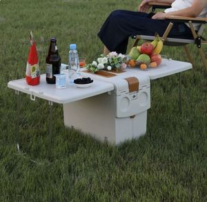 Table pliante multifonctionnelle pour le camping en plein air, boîte de rangement 2-en-1, boîte isotherme pour aliments, à suspendre et à transporter à la main - Product Image 3