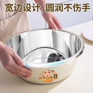 Tazón de acero inoxidable con tapa, engrosado, para uso en cocina, para mezclar masa, batir huevos, sopas, manteca, lavar verduras, reutilizable - Product Image 5