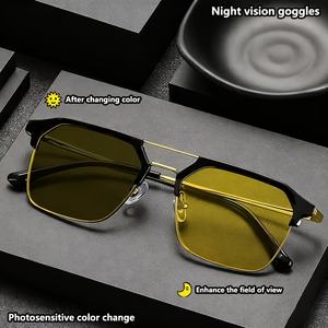 <span class=keywords><strong>Gafas</strong></span> <span class=keywords><strong>de</strong></span> Miopía Clásicas <span class=keywords><strong>Retro</strong></span> <span class=keywords><strong>de</strong></span> Media Montura para Hombre con Lentes <span class=keywords><strong>de</strong></span> Visión Nocturna que Cambian <span class=keywords><strong>de</strong></span> Color y Protección Sólida Anti-Luz Azul - Product Image 3