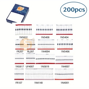 Kit de diodes de 14 types, 200 pièces, <span class=keywords><strong>1N4007</strong></span> 1N5408 1N5819 1N4148 FR107 <span class=keywords><strong>UF4007</strong></span> (Schottky/Standard/FR) pour la réparation électronique - Product Image 1