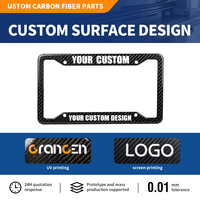 Cadre de plaque d'immatriculation en fibre de carbone forgée, lot de 2, support de plaque d'immatriculation de voiture, texte personnalisé, logo, impression UV, vis antivol