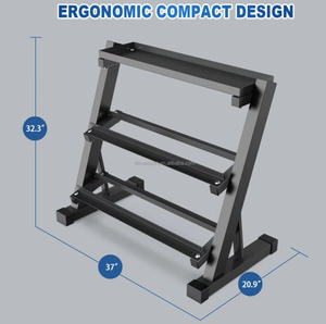 Support à haltères DINUO à 3 niveaux, structure en acier épaissi, capacité de charge solide, stocke en toute sécurité divers haltères de <span class=keywords><strong>fitness</strong></span> - Product Image 6