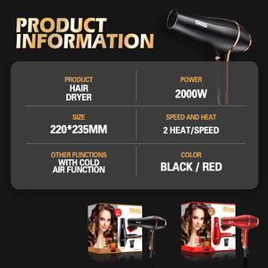 Secador de Pelo DSP 220V con Motor de Corriente Continua de Alta Velocidad, Negro y Rojo, para Uso en Salón y Hogar - Product Image 4